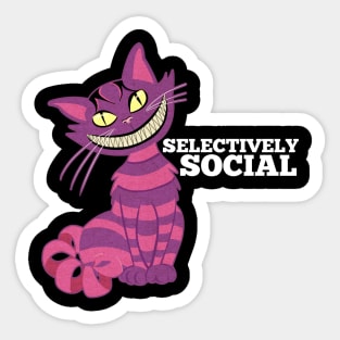 Selectively Social Crazy Cat Purple Kitty Sticker